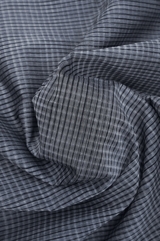 Allover Stripes Design Steel Grey Mangalagiri Cotton Saree