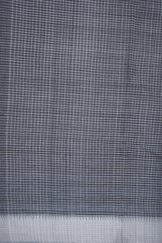 Allover Stripes Design Steel Grey Mangalagiri Cotton Saree