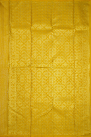 Stripes Design Sunflower Yellow Kanchipuram Silk Saree