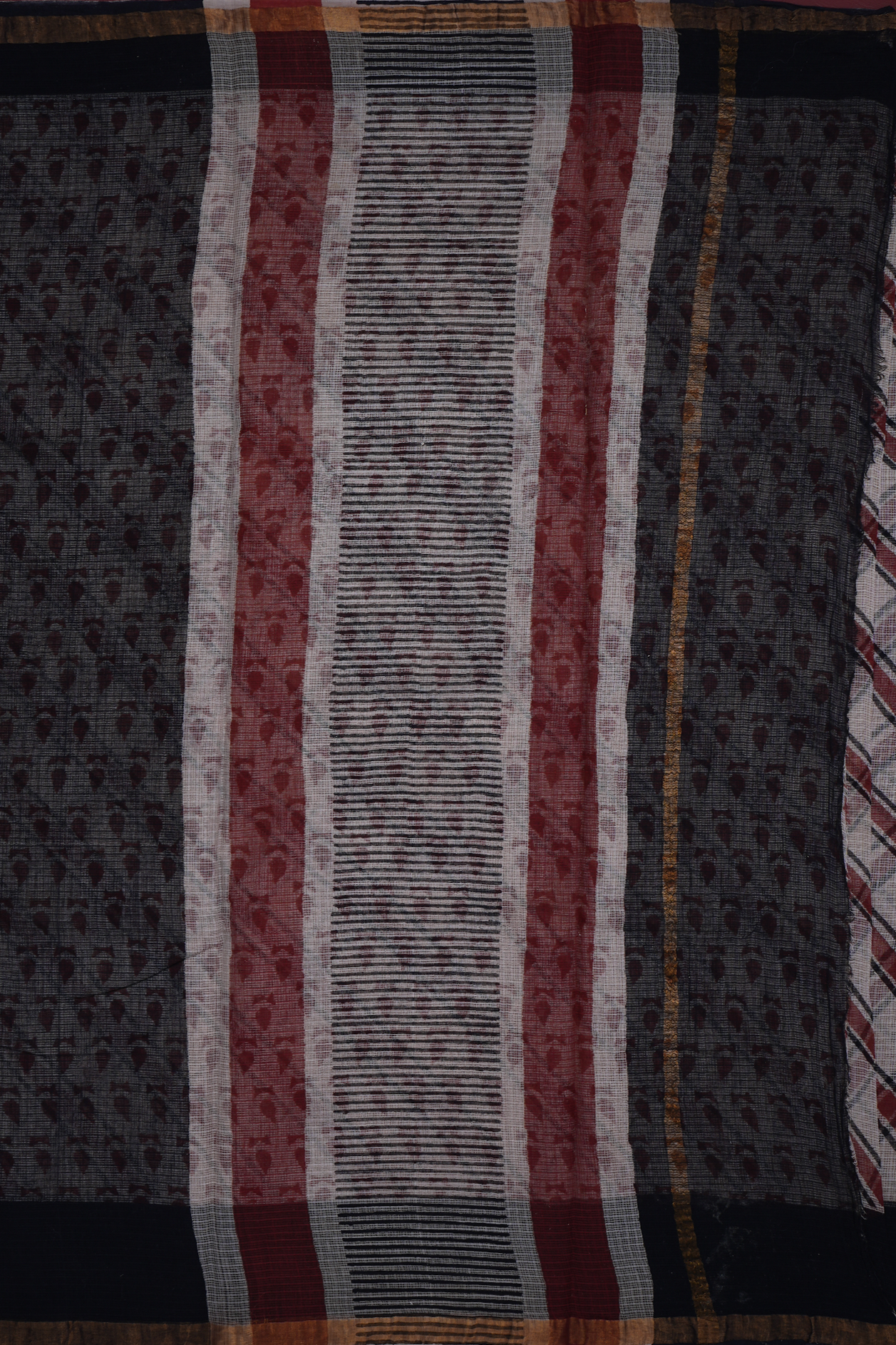 Stripes Design Tan Brown Kota Cotton Saree