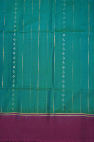 Stripes Design Teal Blue Soft Silk Saree