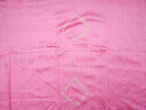 Stripes Threadwork Design Rose Pink Crepe Salwar Material