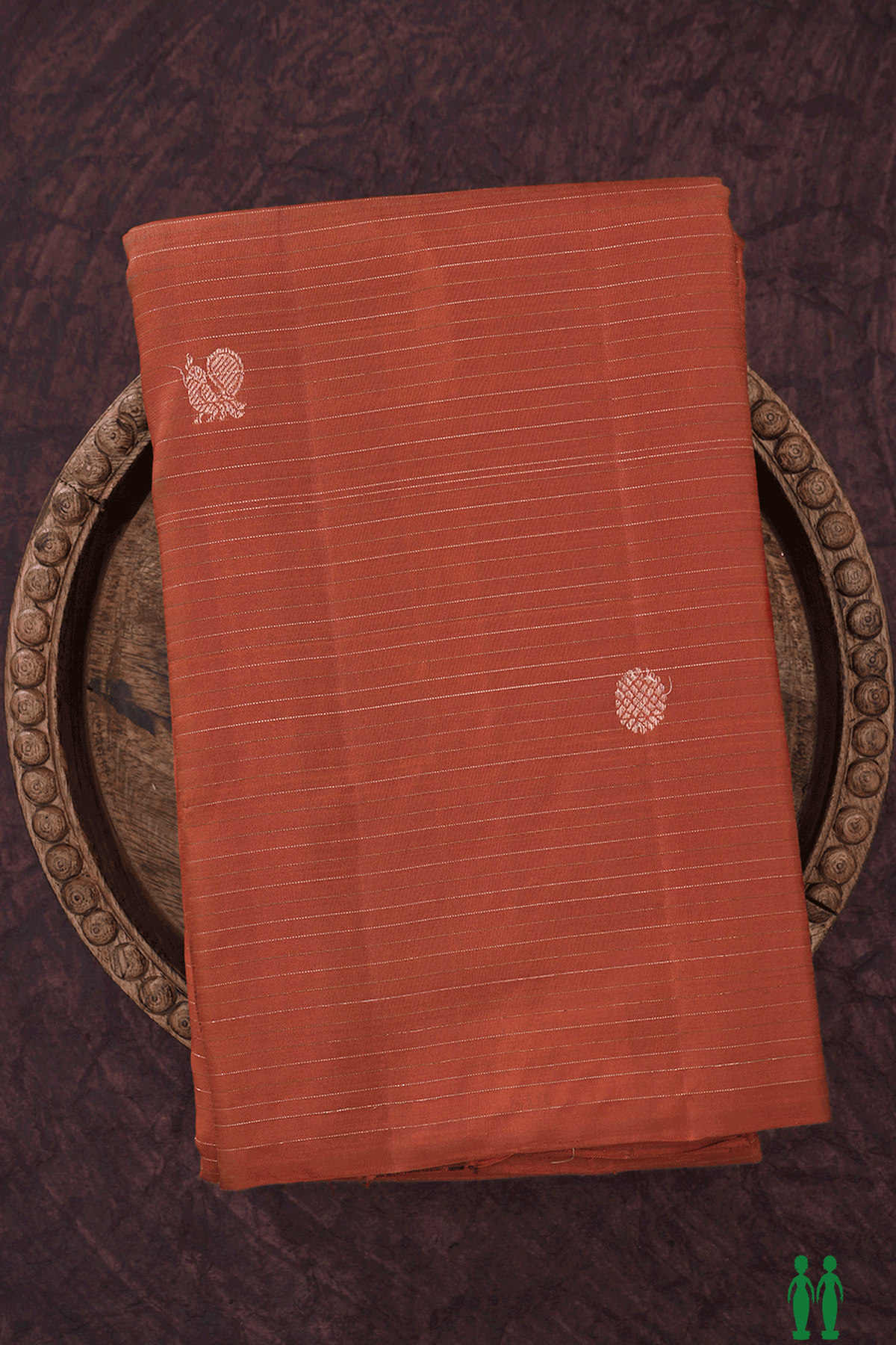 Stripes With Buttas Brick Red Kanchipuram Silk Saree