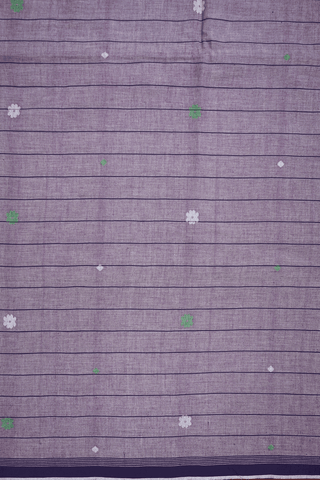 Stripes With Buttas Dusty Purple Bengal Cotton Saree