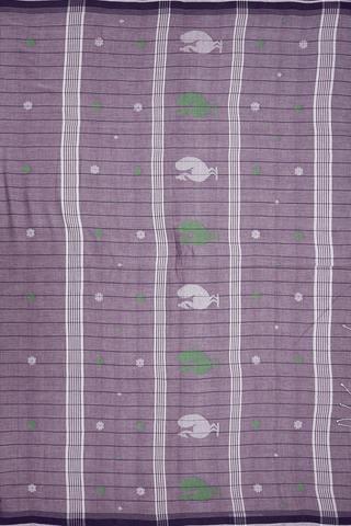 Stripes With Buttas Dusty Purple Bengal Cotton Saree