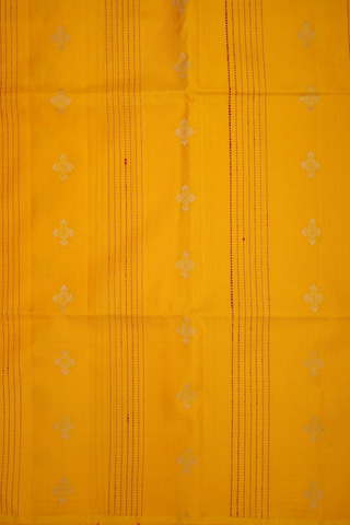 Stripes With Buttas Marigold Orange Soft Silk Saree