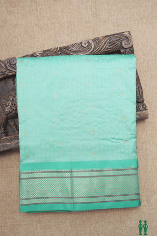 Stripes With Buttas Mint Green Paithani Silk Saree