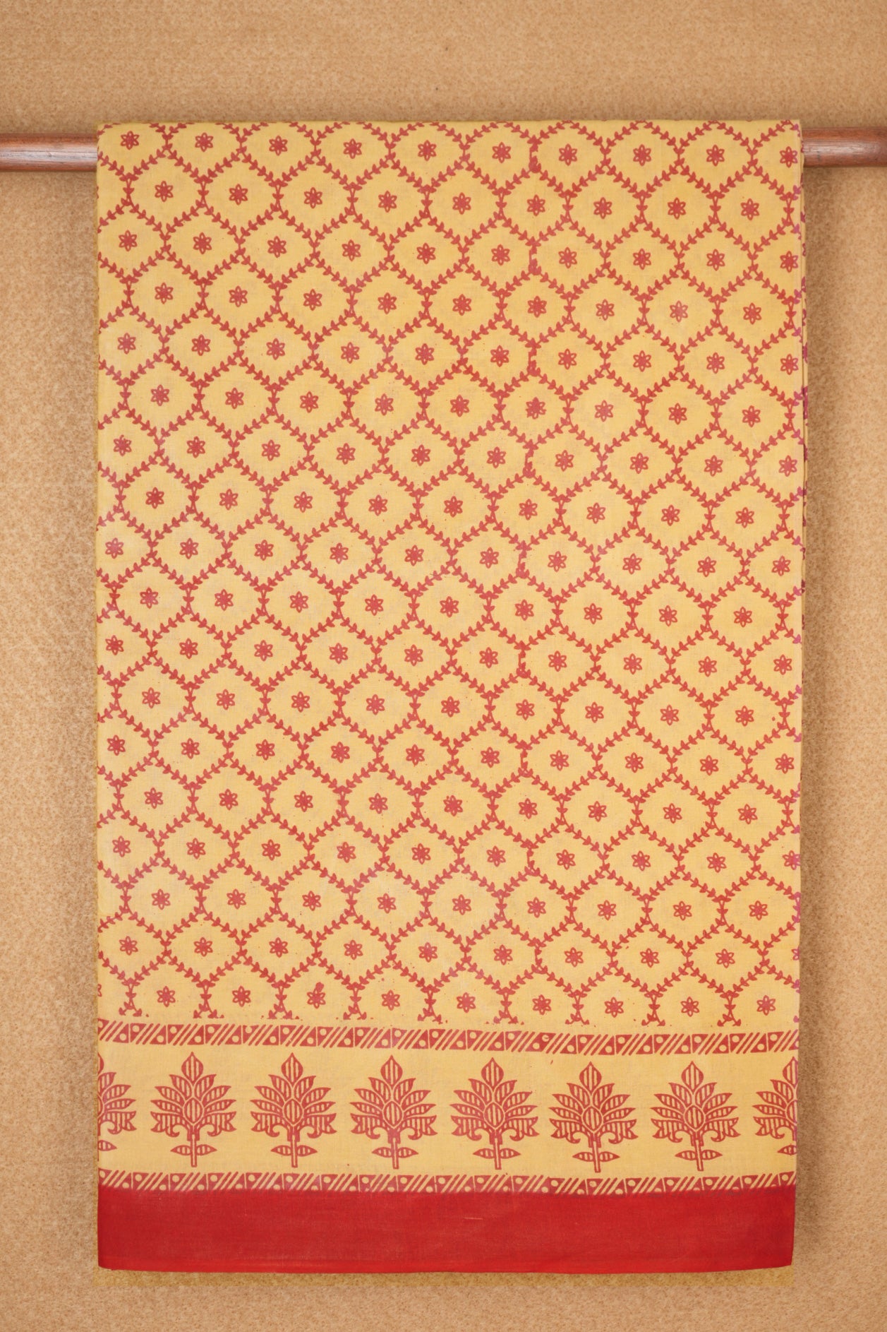 Allover Kodi Floral Design Mustard Yellow Sungudi Cotton Saree