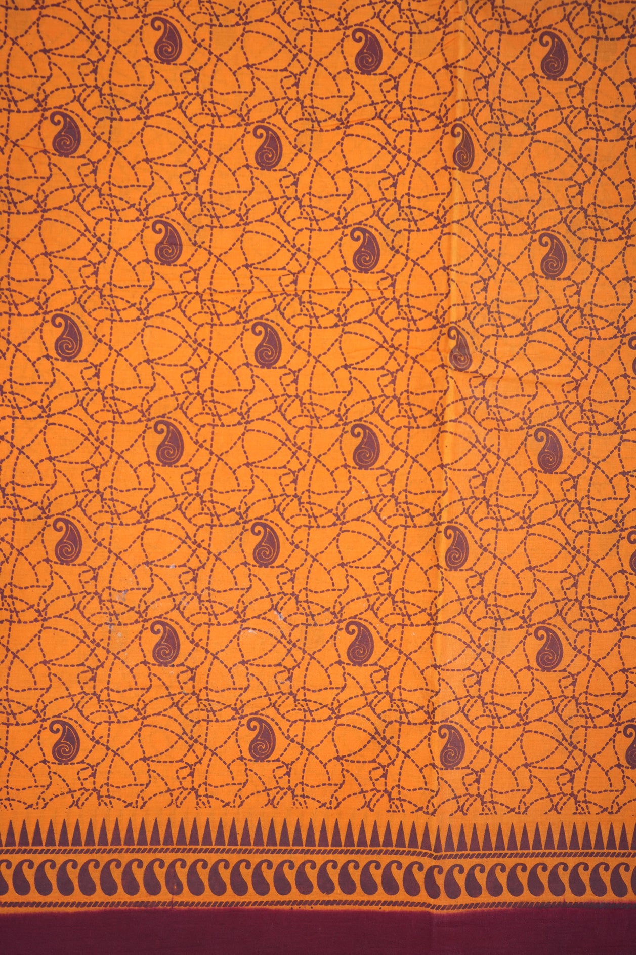 Allover Paisely Motifs Rust Orange Sungudi Cotton Saree