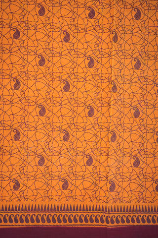 Allover Paisely Motifs Rust Orange Sungudi Cotton Saree