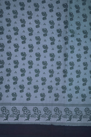 Allover Floral Design Slate Grey  Sungudi Cotton Saree