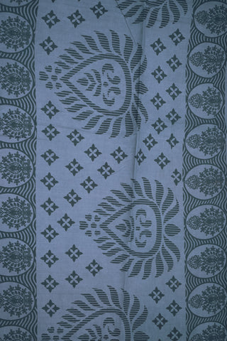 Allover Floral Design Slate Grey  Sungudi Cotton Saree