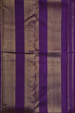 Chevron Border With Thread Work Stripes Purple Kanchipuram Silk Saree