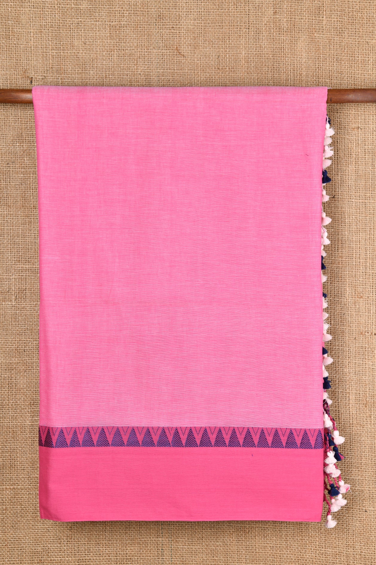 Temple Border Baby Pink Bengal Cotton Saree