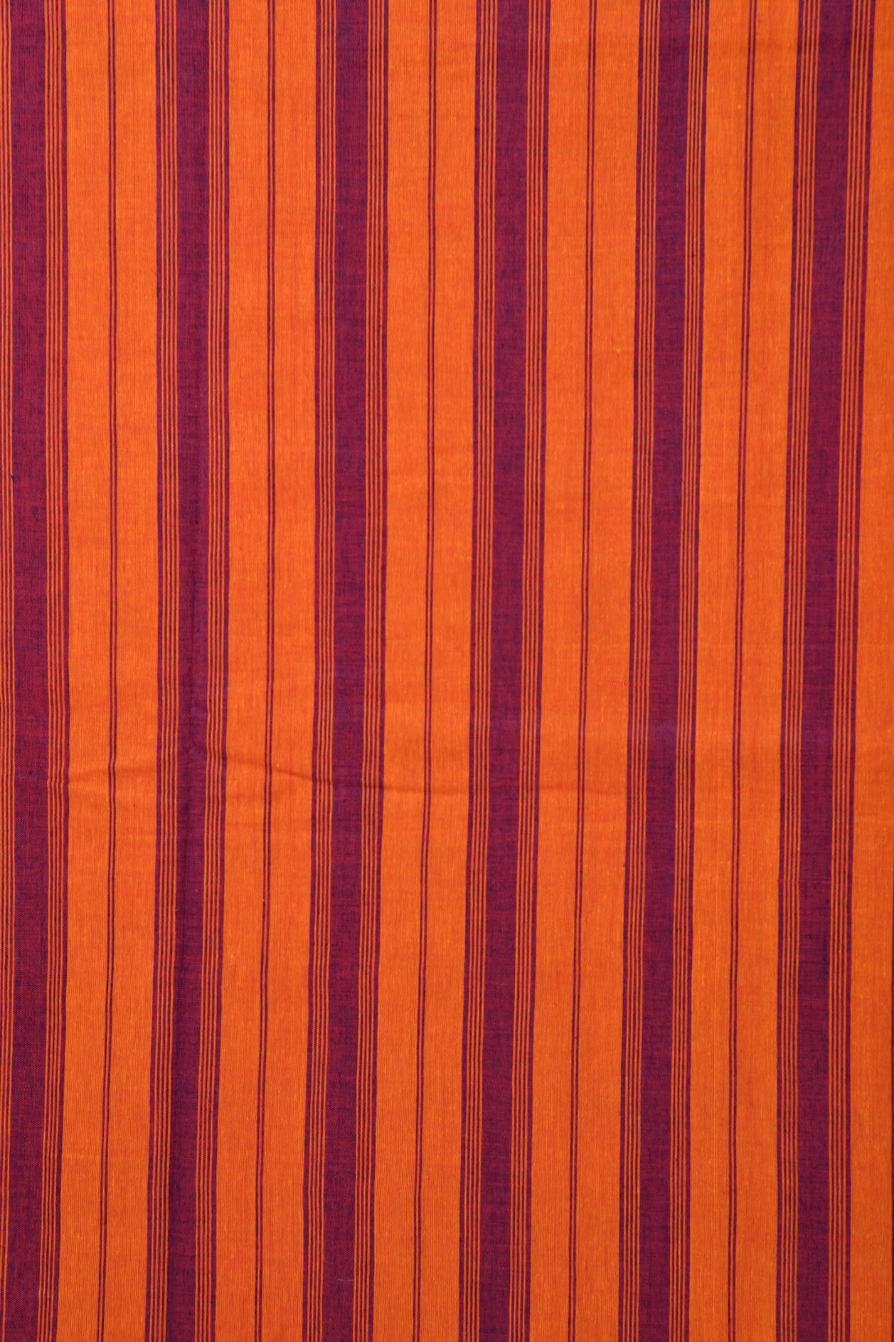 Temple Border Bright Orange Block Printed Mangalgiri Cotton Saree