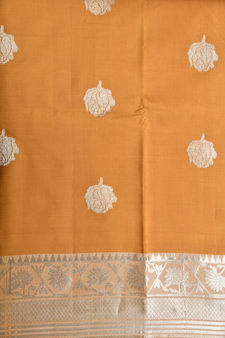 Rose Butta Mustard Yellow Kanchipuram Silk Saree