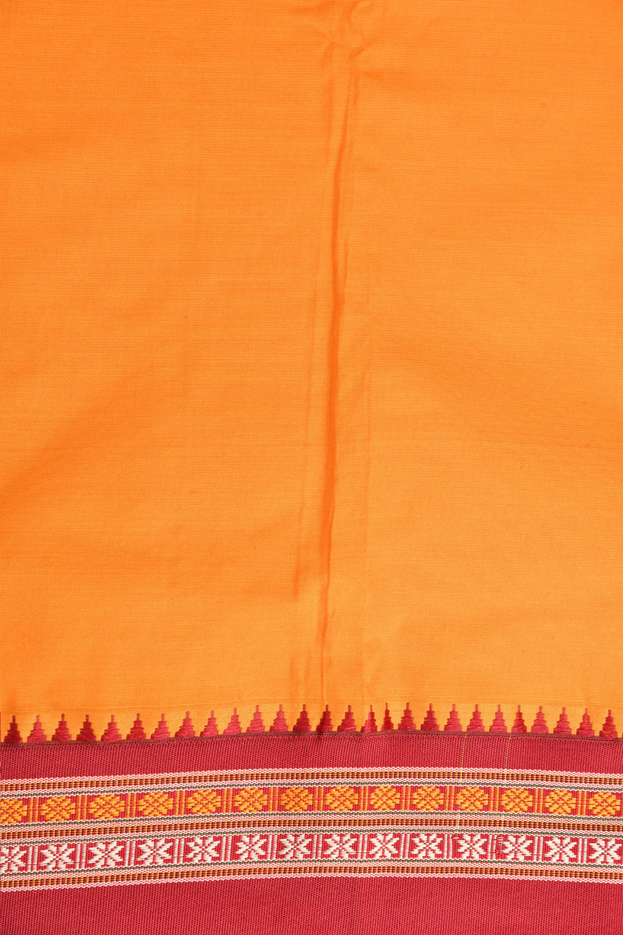 Temple Border Mango Yellow Dharwad Cotton Saree