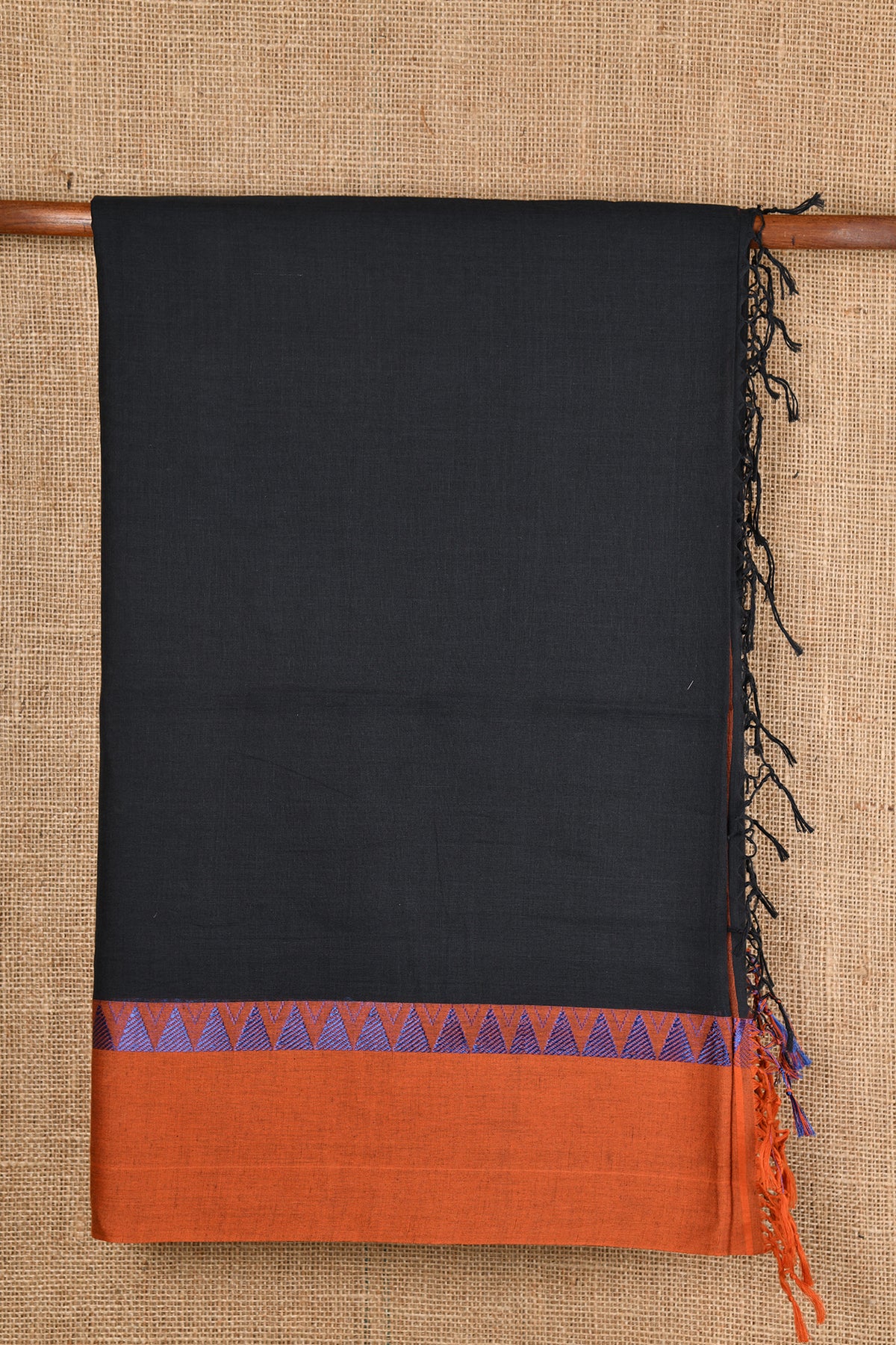 Temple Border Thread Work Black Bengal Cotton Saree