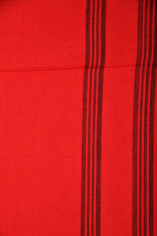 Temple Border Thread Work Chilli Red Bengal Cotton Saree