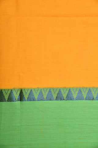 Temple Border Thread Work Mango Yellow Bengal Cotton Saree