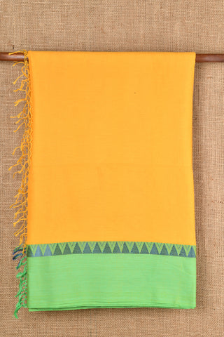 Temple Border Thread Work Mango Yellow Bengal Cotton Saree