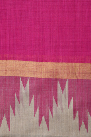 Temple Border Dark Pink Tussar Saree