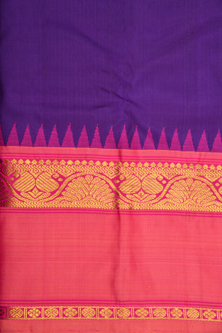 Temple Border With Dark Violet Kanchipuram Silk Saree
