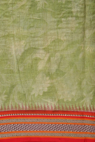 Temple Border With Floral Design Green Tussar Saree