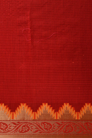 Temple Border Red Kota Cotton Saree