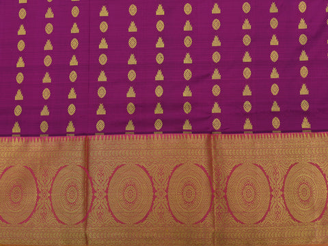 Temple And Rudraksh Buttas Purple Pavadai Sattai Material