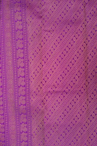 Big Copper Zari Border With Veldhari Stripes Purple Kanchipuram Silk Saree