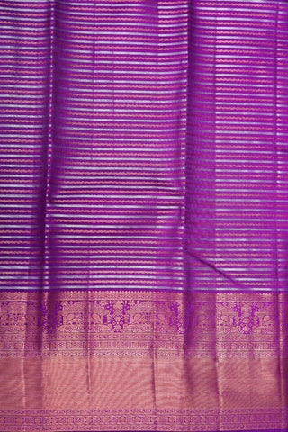 Big Copper Zari Border With Veldhari Stripes Purple Kanchipuram Silk Saree
