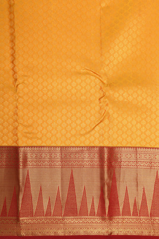 Temple Border In Brocade Mango Yellow Kanchipuram Silk Saree