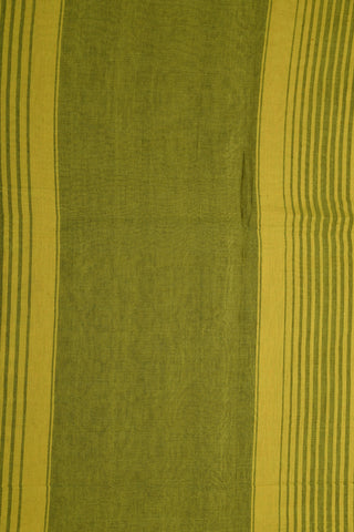 Temple Border In Plain Lime Green Bengal Cotton Saree
