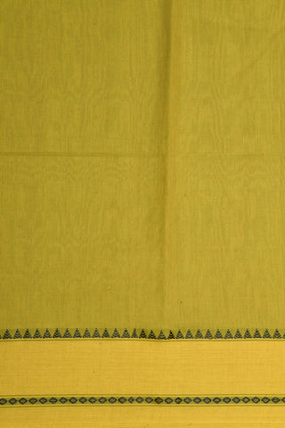 Temple Border In Plain Lime Green Bengal Cotton Saree