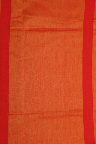 Temple Border In Plain Red Bengal Cotton Saree