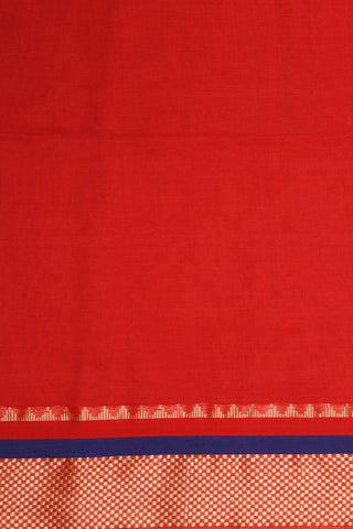 Temple Border In Plain Red Bengal Cotton Saree