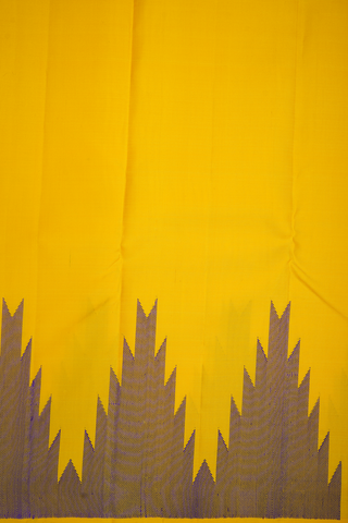 Temple Border Plain Royal Yellow Kanchipuram Silk Saree
