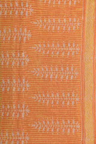 Temple Border With Geometric Pattern Peach Orange Mangalagiri Cotton Saree