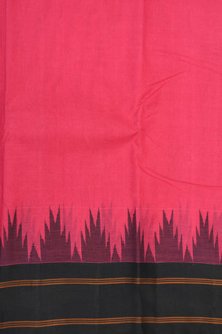 Temple Design Contrast Silk Border In Plain Magenta Pink Kanchi Cotton Saree