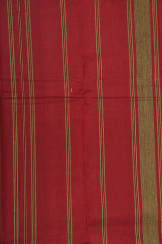 Temple Design Contrast Silk Border In Plain Parrot Green Kanchi Cotton Saree
