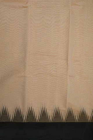 Contrast Silk Border Tan Kanchi Cotton Saree