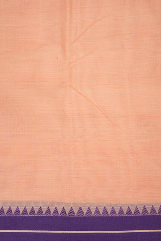 Temple Design Threadwork Border Soft Peach Chettinadu Cotton Saree