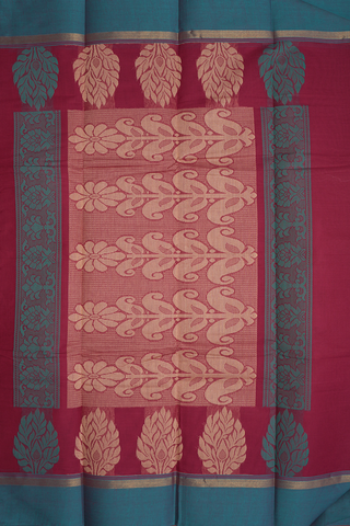 Temple Threadwork Border Burgundy Kanchi Cotton Saree