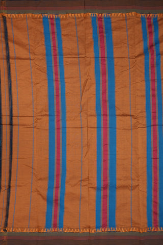 Temple Threadwork Border Plain Cobalt Blue Dharwad Cotton Saree