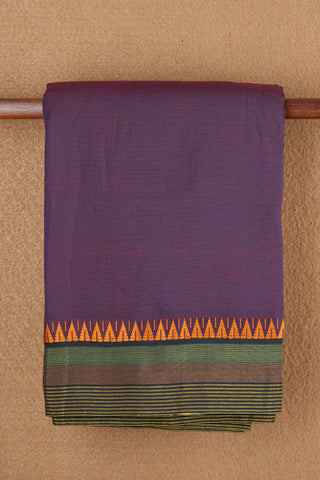 Temple Threadwork Border Plain Purple Dharwad Cotton Saree