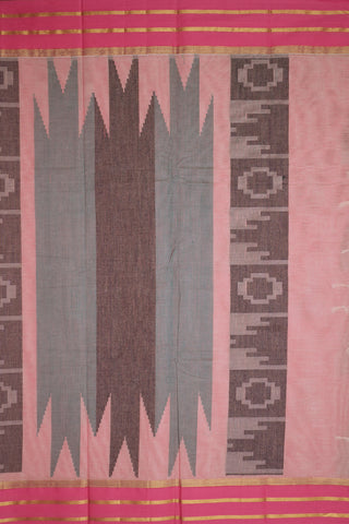 Temple Threadwork Motifs Pastel Pink Kanchi Cotton Saree