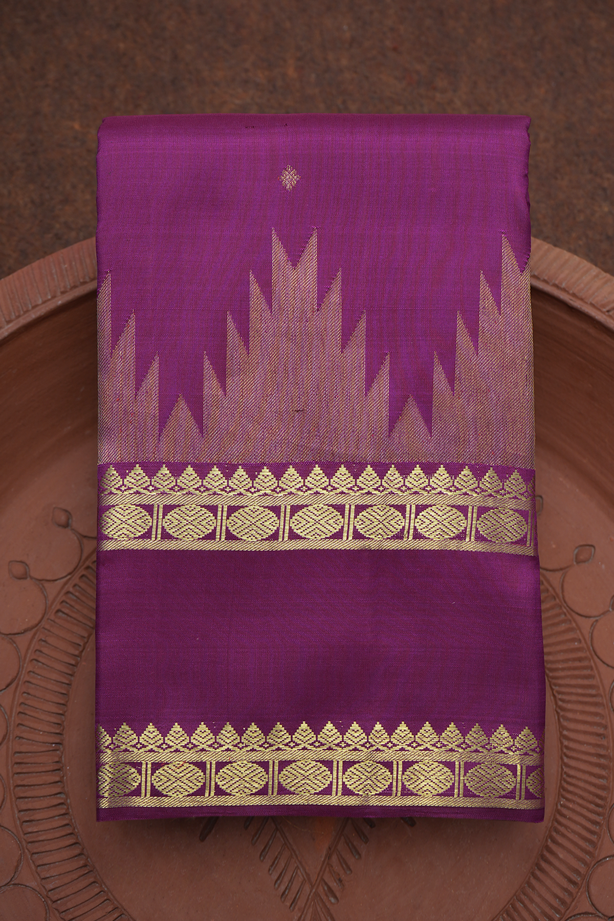 Temple Zari Border Purple Kanchipuram Silk Saree