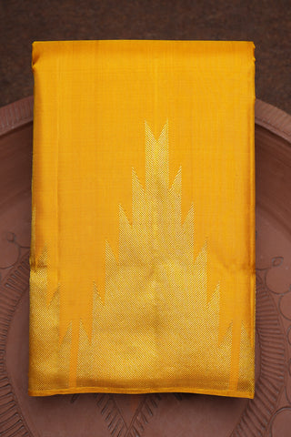 Temple Zari Border Marigold Yellow Kanchipuram Silk Saree
