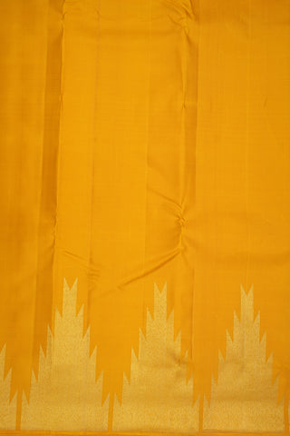 Temple Zari Border Marigold Yellow Kanchipuram Silk Saree